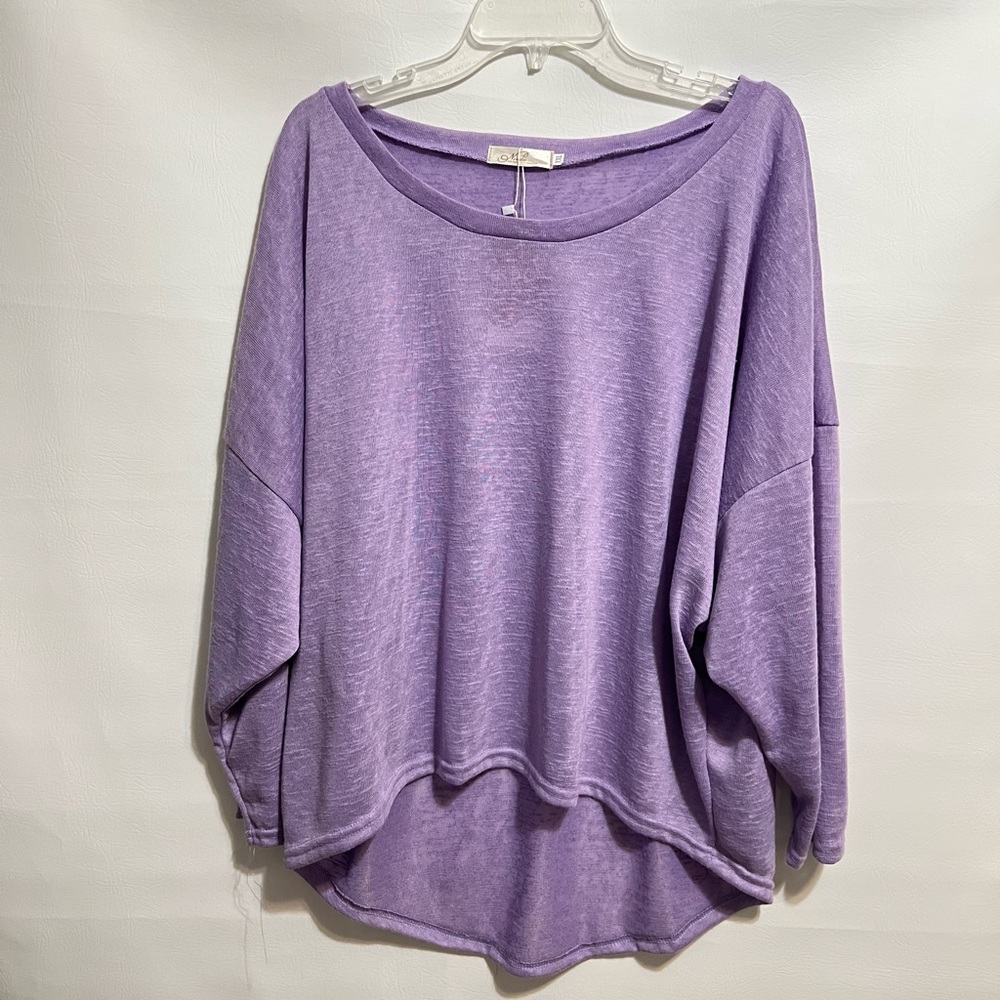 Nendu Purple sweater NWT sz XXL hi-lo oversized sleeves.